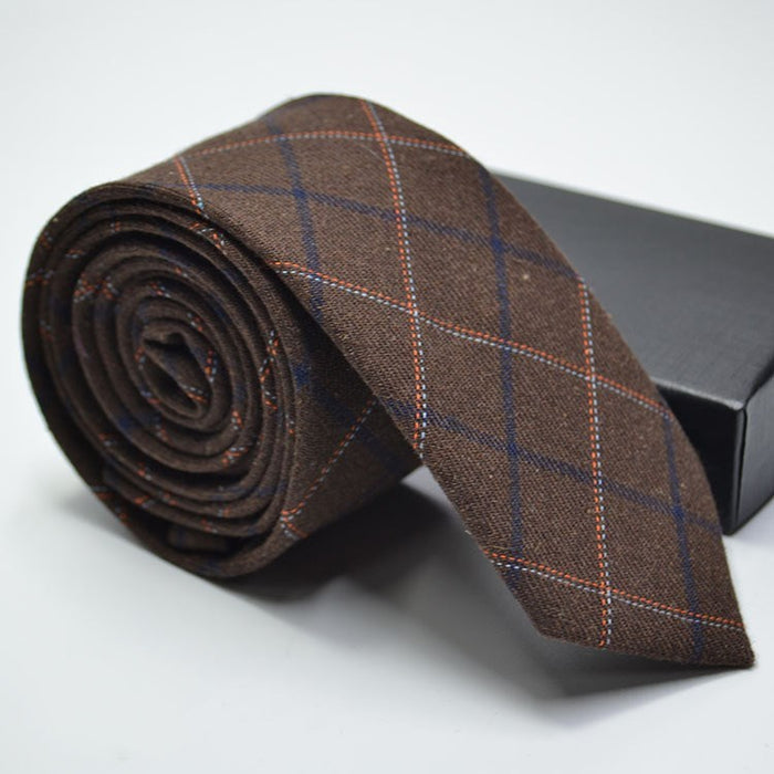 Wool plaid striped tie