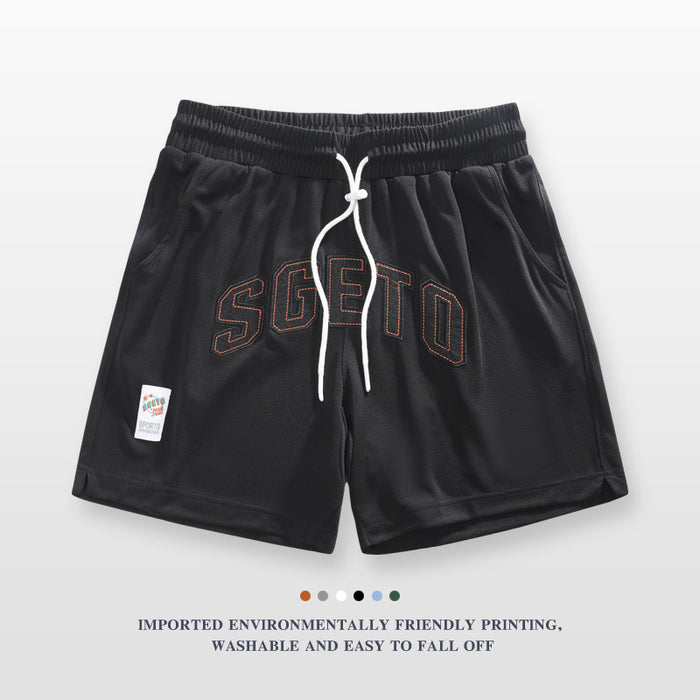American Casual Sports Men Shorts Cloth Sticker Printing Stylish All-match Loose Three-point Pants