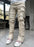 Men Trousers Individual Patched Pants Long Tight Fit Stacked Jeans For Mens Clothing